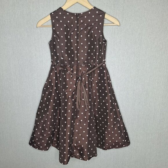 💙 Rare Editions Girls Full Skirt Polkadot Midi Dress Size 8 Preppy Coquette For - Picture 9 of 10
